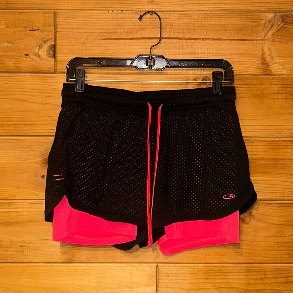 Champion Women’s Black & Pink Athletic Shorts Built in Spandex Size Medium